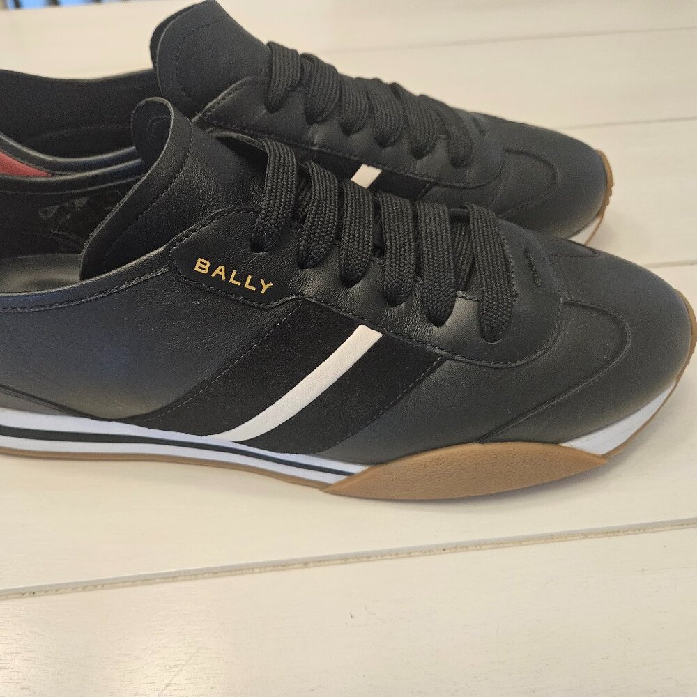 Bally Black/White/Red Calf Leather Sneakers - Size 10.5 US
